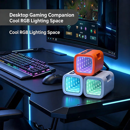 Portable Tunnel-Style Bluetooth Speaker with Immersive Abyss RGB Lighting, TWS Stereo, Mini Wireless Speaker, FM Radio
