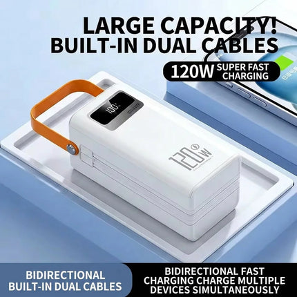 120W 150000mAh Fast Charging Power Bank Large Capacity Outdoor Mobile Power Supply External Spare Battery for Outdoor Camping