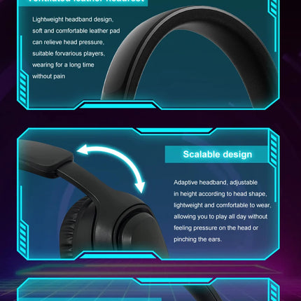 GT808 gaming headset is an ergonomic over-ear wireless headset, equipped with a 360-degree rotatable microphone and breathable