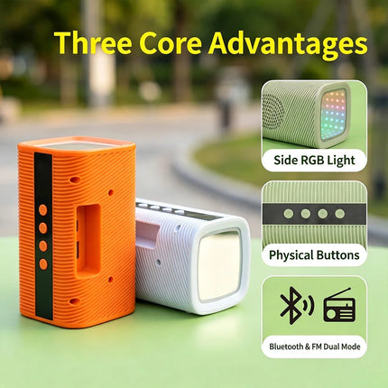 Portable Tunnel-Style Bluetooth Speaker with Immersive Abyss RGB Lighting, TWS Stereo, Mini Wireless Speaker, FM Radio