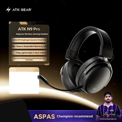 ATK Neptune N9 Pro/N9 Ultra Headphone 4 Mode Wireless Headset Low Delay ENC 1500mAh 53mm Dynamic Driver Earphone PC Accessories