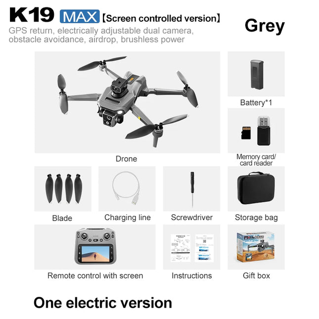2025 K19 MAX GPS Drone Fishing Air Drop Automatic Turnaround 5G Screen Obstacle Avoidance Drone Professional Camera FPV Dron