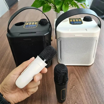 Bluetooth Speaker High Power Karaoke with Dual Microphone Boombox Portable 360 Stereo Surround Waterproof Wireless Subwoofer