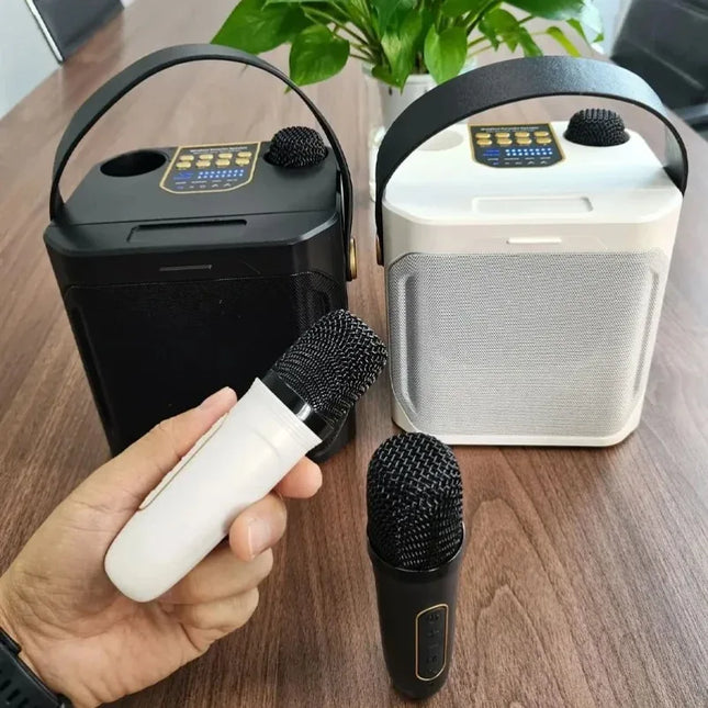 Bluetooth Speaker High Power Karaoke with Dual Microphone Boombox Portable 360 Stereo Surround Waterproof Wireless Subwoofer