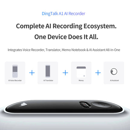 DingTalk A1 AI Voice Recorder, Record, Transcribe, Summarize & Generate Meeting Notes, Smart Portable Assistant for Work & Study