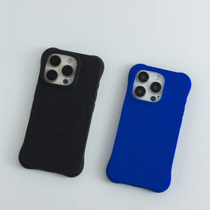 Solid Color Liquid Silicone for MagSafe Case for iphone 17 17Pro Max 16 Pro 15 14 13 12 Water Ripple Wireless Charging Cover