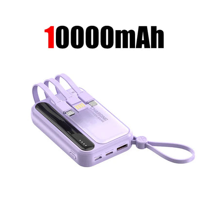 Lenovo 120W 500000mAh Power Bank Large Capacity 4 In1 Cables Intelligent Digital Display Light Portable Powerbank For iPhone New