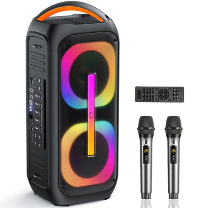 JYX Bluetooth Speaker with 2 Dual 60W 6.5" Subwoofer, TWS Stereo Sound, Deep Bass & Recording, 400W Peak Power Karaoke Machine