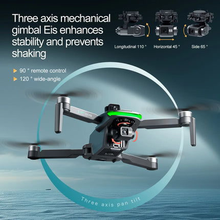 S155 MAX Drone GPS WIFI 3KM FPV 3-axis Gimbal 2.7K Dual Camera 360° Obstacle Avoidance Quadcopter 7.2" Screen Control