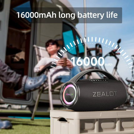 ZEALOT-S97 80W Bluetooth Speaker Powerful Wireless Speaker with Portable Handle, for Party, Camping,RGB Colorful Light