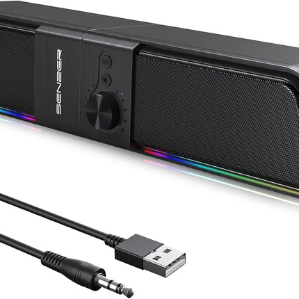 SENZER Computer Speakers-Gaming Speaker with Stereo Sound,PC Sound Bar for Laptop Desktop Monitor (Bluetooth & 3.5mm Aux)