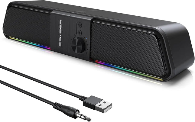 SENZER Computer Speakers-Gaming Speaker with Stereo Sound,PC Sound Bar for Laptop Desktop Monitor (Bluetooth & 3.5mm Aux)