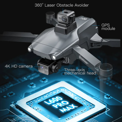 L600 PRO MAX GPS Drone Professional 4K 3-Axis PTZ HD Dual Camera Obstacle Avoidance Brushless Motor 5G WIFI RC Quadcopter Toys