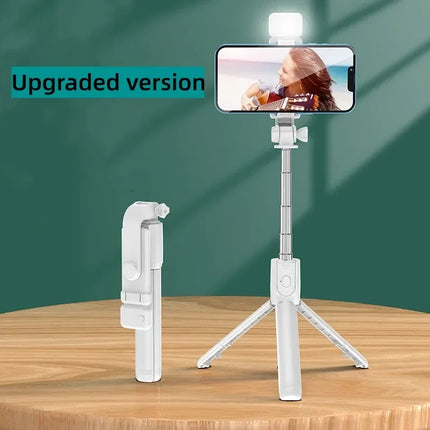 Selfie Stick Tripod Stand with Wireless Bluetooth Remote Extendable Stainless Steel Rod for iPhone Mobile Phones Live Streaming