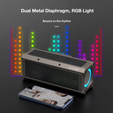 BlitzWolf BW-WA3 WA4 100W Wirelss Speaker RGB Light Portable 5000mAh bluetooth Speakers Dual Diaphragm Deep Bass Speaker