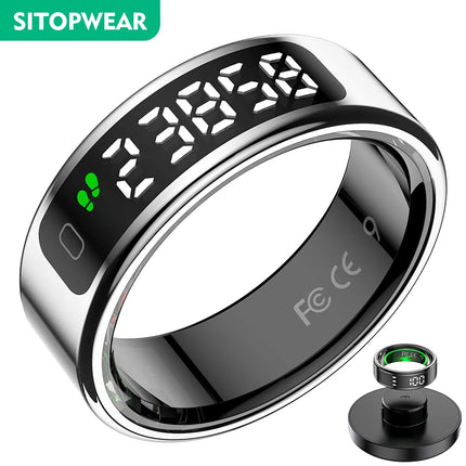 SITOPWEAR 2025 Smart Ring With Display,Men Women Couple Smartring,Heart Rate Monitor,Sleep Step Sport Tracker Smart Praise Ring