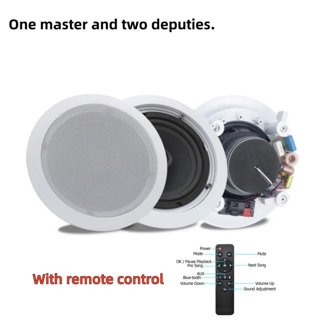 6.5 Inch Bluetooth Speakers 2*30W Master Slave Active Passive Coaxial In Ceiling Speaker Support AUX Remote Control Home Audio