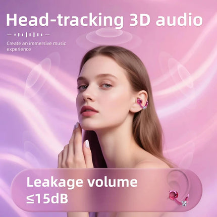 Open Ear Wireless Earphones With Mics Bluetooth 5.4 Ear-clip Headphones Portable Long Battery Life HIFI Stereo Headsets For Gift