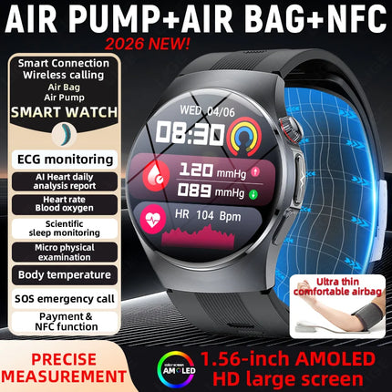 LIGE New Air Pump Blood Pressure Accurate Measure Smart Watches ECG+PPG Micro Physical Examination Men Sports Airbag Smartwatch