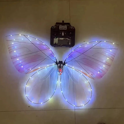 Flysky RC Butterfly Drone Bionic Flying Insect Toy with LED Light & Colorful Wings Remote Control Drone for Wedding Proposal
