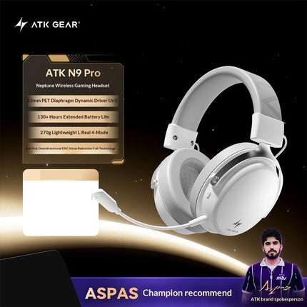 ATK Neptune N9 Pro/N9 Ultra Headphone 4 Mode Wireless Headset Low Delay ENC 1500mAh 53mm Dynamic Driver Earphone PC Accessories