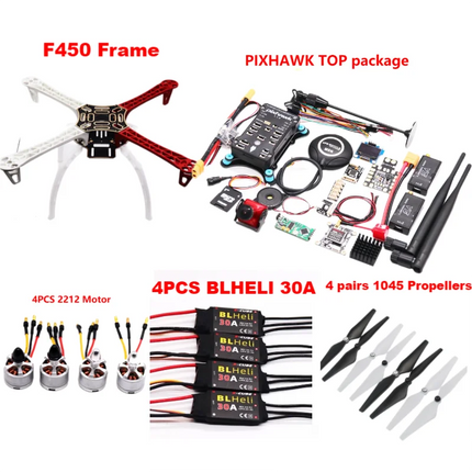 PixHawk2.4.8 Flight Control F450 Drone Kit Ardupilot 100MW Radio Telemetry Quadcopter BLHELI 30A 2212 Motor ESC Landing Gear