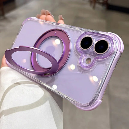 Crystal Clear For Magsafe Phone Case For iPhone 17 16 15 14 13 Pro Max Rotating Magnetic Bracket Holder Shockproof Bumper Cover