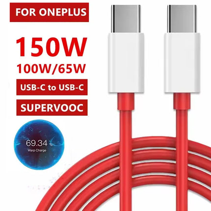 150W 100W 65W Double Type C Super Fast Charging Cable For OnePlus 10 Pro 11 12 13 Nord 5 OPPO Realme SuperVOOC Dual USB-C Cables