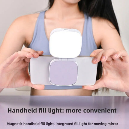 360° Rotation Magnetic Phone Selfie Light with Makeup Mirror Retractable Adjustment Mobile Phone Fill Light Portable Dimmable