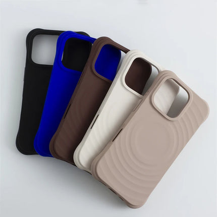 Solid Color Liquid Silicone for MagSafe Case for iphone 17 17Pro Max 16 Pro 15 14 13 12 Water Ripple Wireless Charging Cover