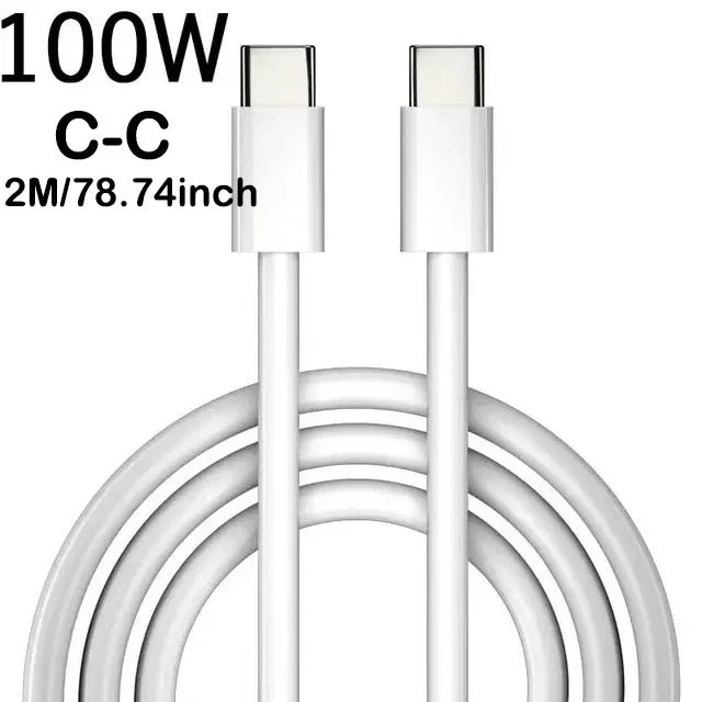 Universal100W High Speed USB to Type C Fast Charging Cable 6A Type C to Type C Charge Cord For iPhone 17 16 Huawei Samsung1m/2m