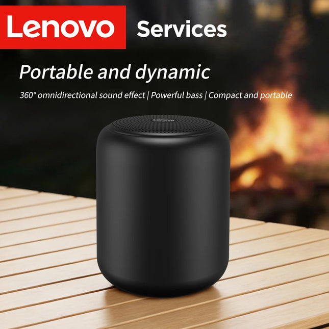 Lenovo Portable Bluetooth 5.4 Speaker, 1200mAh Battery Compact Subwoofer, IPX4 Waterproof 360° Surround Sound for Outdoor & Home