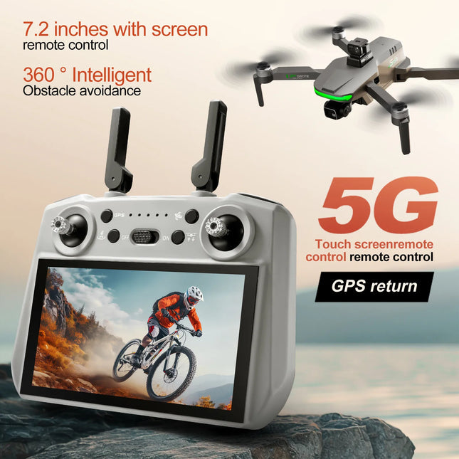 S155 MAX Drone GPS WIFI 3KM FPV 3-axis Gimbal 2.7K Dual Camera 360° Obstacle Avoidance Quadcopter 7.2" Screen Control