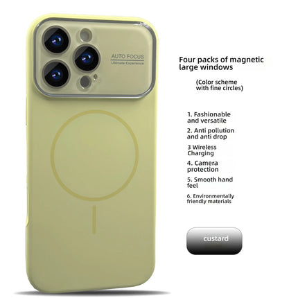 Large Window For Magsafe Phone Case For iPhone 16 15 14 17 Pro Max Acrylic Wireless Charging Shockproof Protection Phone Cover