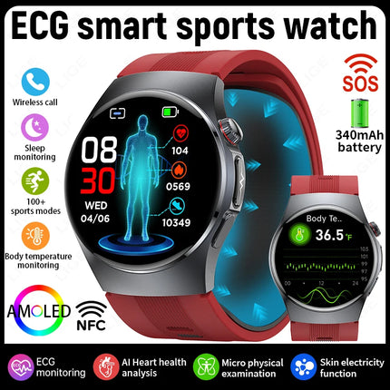 2026 New Airbag Measurement SOS Smart Watch Men ECG Air Pump Blood Pressure Blood Oxygen BT Call NFC Smartwatch For Android iOS
