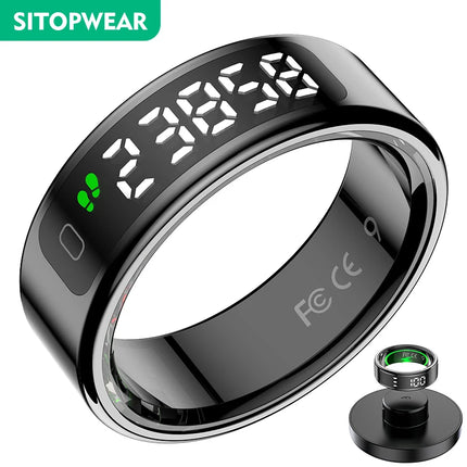 SITOPWEAR 2025 Smart Ring With Display,Men Women Couple Smartring,Heart Rate Monitor,Sleep Step Sport Tracker Smart Praise Ring
