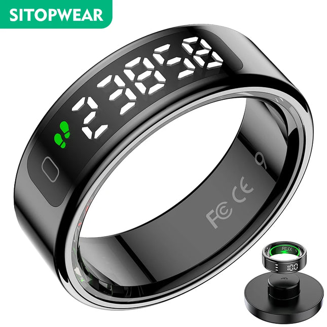 SITOPWEAR 2025 Smart Ring With Display,Men Women Couple Smartring,Heart Rate Monitor,Sleep Step Sport Tracker Smart Praise Ring