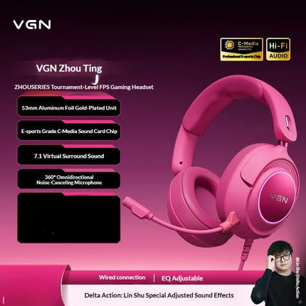 VGN ZhouTing Pro Max Wireless Headphones Dual Core Dsp Noise Reduction HiFi 7.1 FPS E-sports Gaming Headset with Mic Accessories