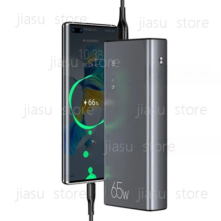 65W 30000mAh Fast Charging Power Bank for Laptops, with 100w USB Cable