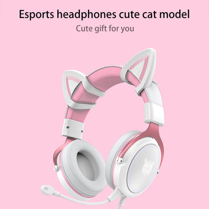 ONIKUMA X10 Gaming Headphones with Detachable Cute Cat Ear RBG Lighting Gaming Headset Gamer Earphone with HD Mic for PC Gaming