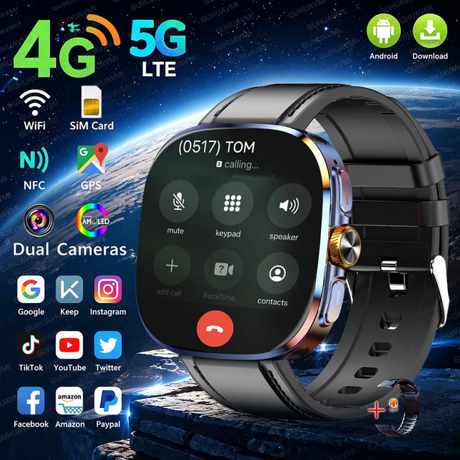 New Original 5G Call Smart Watch 4G wifi 32GB memory social app GPS map men AMOLED HD 2100mAh battery sports business smartwatch