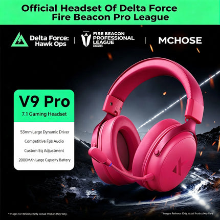 MCHOSE V9 Pro 2 Quad-Mode Wireless Gaming Headset 53mm Driver 300h Battery 2000mAh 280g Lightweight for PS5 Esports Hi-Res Audio