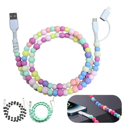 60W PD3.0 Charging Cable for IPhone Fast Data Sync Beads Phone Cable 480 Mbps USB 8-pin Charging Cable For All Phones