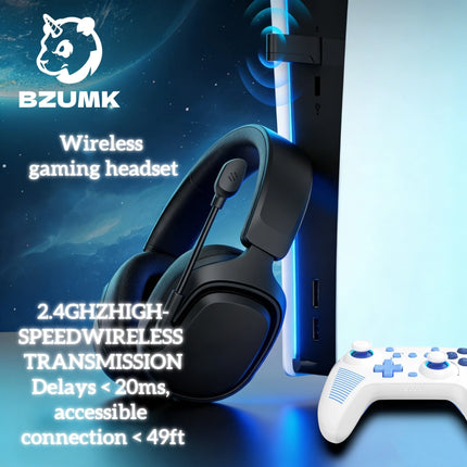 GT808 gaming headset is an ergonomic over-ear wireless headset, equipped with a 360-degree rotatable microphone and breathable