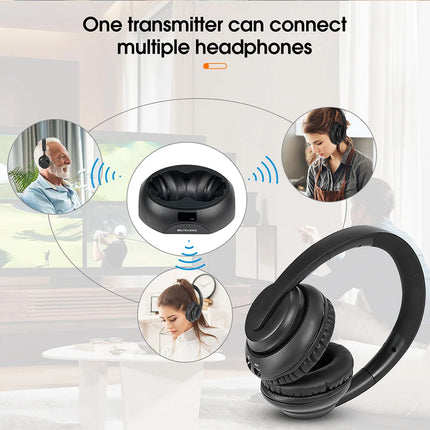 RETEKESS TA006 Wireless Headphone TV Watching Rechargeable Wireless Earphone with Transmitter Support Coaxial Fiber 3.5 AUX RCA