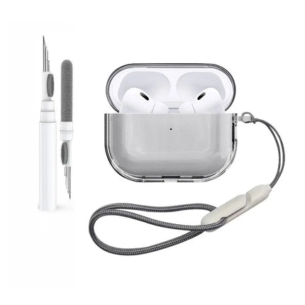 Case for Airpods Pro 3 Earphone Accessories Transparent Protective Shockproof Case with Cleaning Kit Keychain for Airpods Pro 3