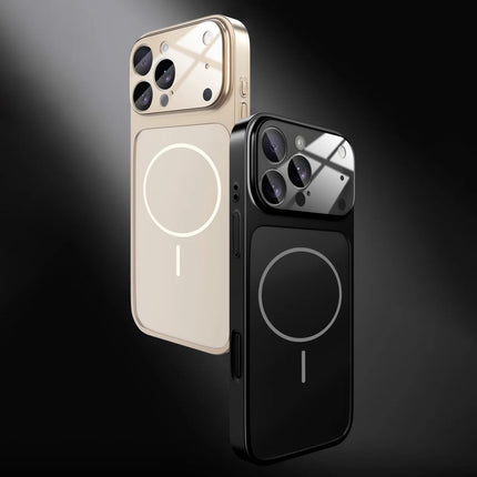 Large Window Protect For Magsafe Phone Case For iPhone 18 17 Air 16 15 14 13 Pro Max AG Nano Frosted Glass Magnetic Charge Cover