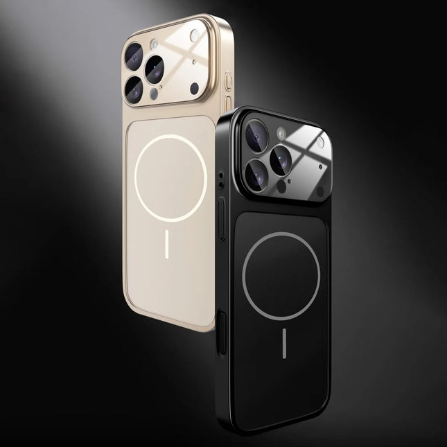 Large Window Protect For Magsafe Phone Case For iPhone 18 17 Air 16 15 14 13 Pro Max AG Nano Frosted Glass Magnetic Charge Cover