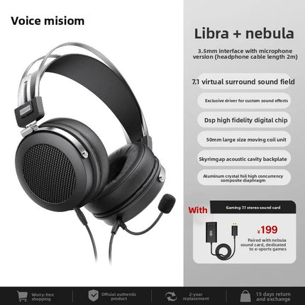 Miusheng Libra Wired HiFi Over-Ear Monitor Headset, 2-in-1 Mic for PC E-sports