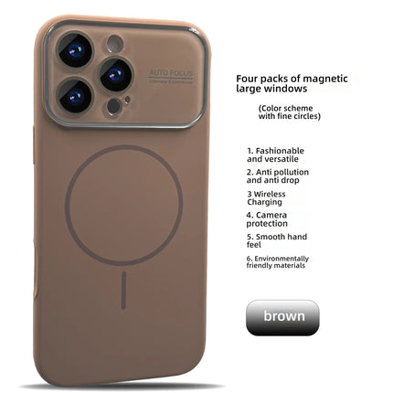 Large Window For Magsafe Phone Case For iPhone 16 15 14 17 Pro Max Acrylic Wireless Charging Shockproof Protection Phone Cover